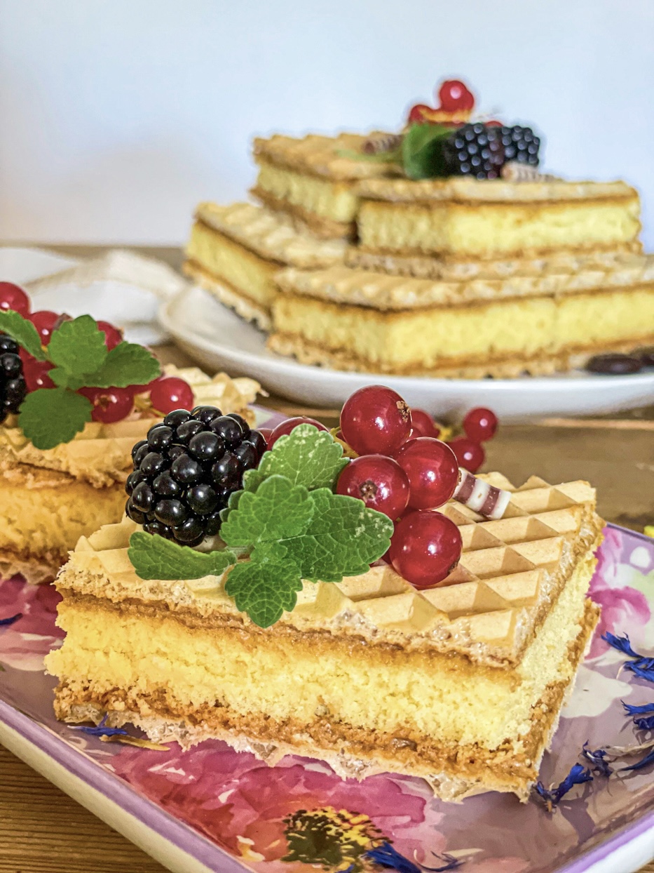 Waffelkuchen mit Kaffeemousse