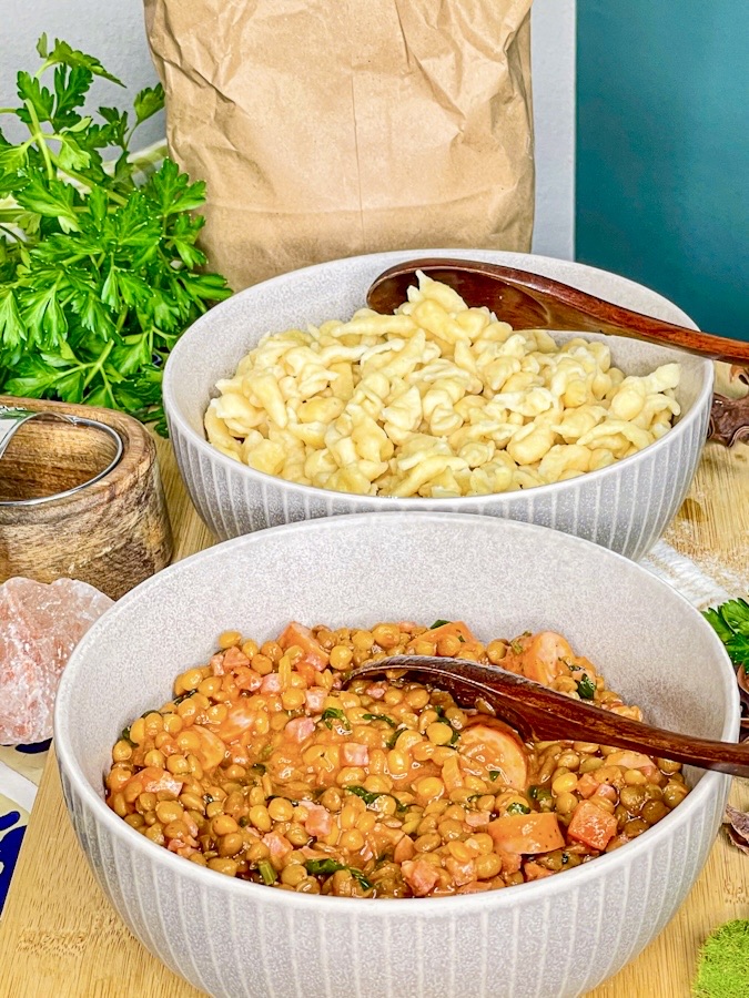 Linsen mit Spätzle