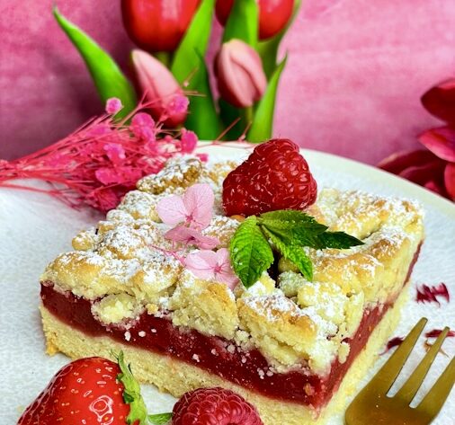 Streuselkuchen mit Himbeeren