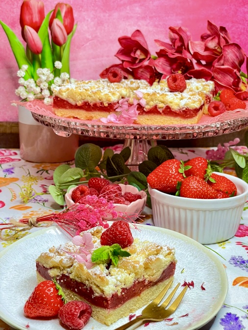 Streuselkuchen mit Himbeeren