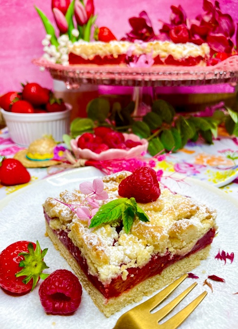 Streuselkuchen mit Himbeeren