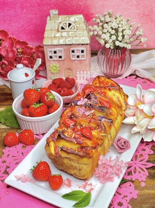Zupfbrot mit Erdbeeren