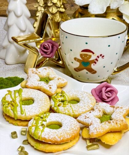 Pistazienplätzchen mit Pistaziencreme - doppelt gefüllt & einfach himmlisch zart 22 Stück 1 Pistazienplätzchen mit Pistaziencreme